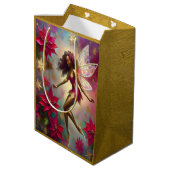 Weihnachtsmannschaft - Braun Naturhaar Mittlere Geschenktüte (Rückseite Schrägansicht)