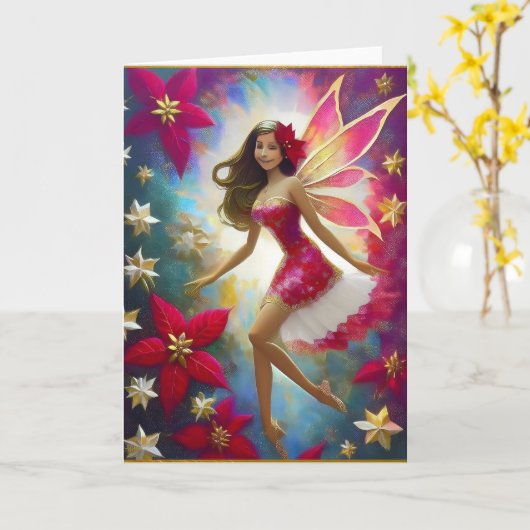 Weihnachtsmannschaft - Hellbraune Haare Karte (Gelbe Blume)