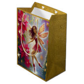 Weihnachtsmannschaft - Light Auburn Hair Mittlere Geschenktüte (Rückseite Schrägansicht)