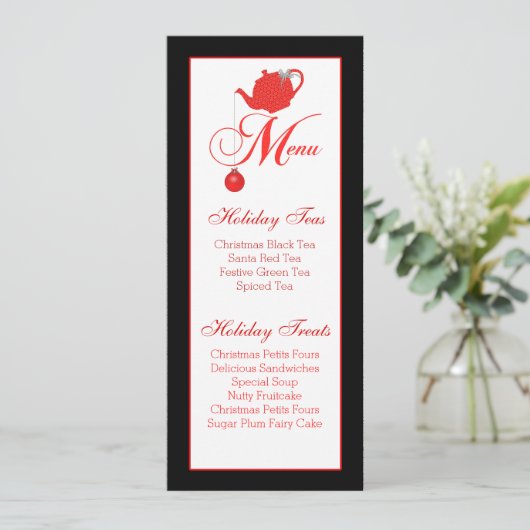 Weihnachtsmannschaft Menü Rote Spitzen Einladung (Stehend Vorderseite)