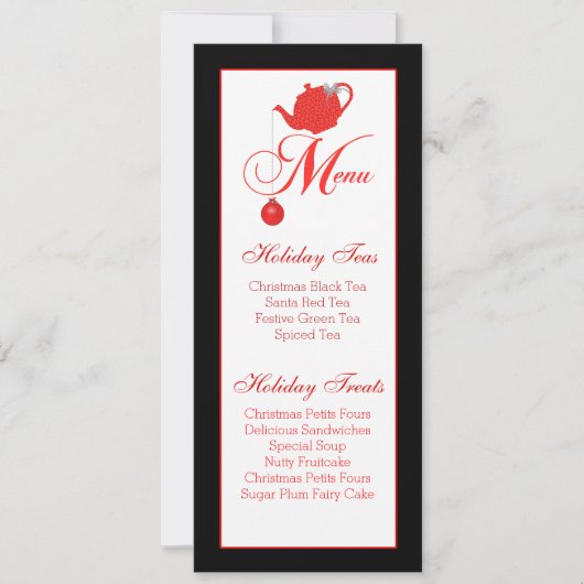 Weihnachtsmannschaft Menü Rote Spitzen Einladung (Vorderseite)