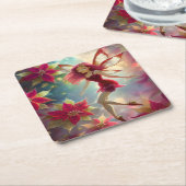 Weihnachtsmannschaft - Rose Rotes Haar Rechteckiger Pappuntersetzer (angewinkelt)