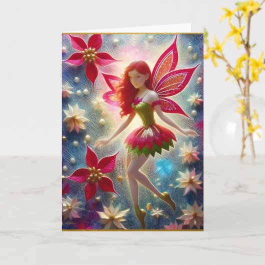 Weihnachtsmannschaft - Rotes Haar Karte (Gelbe Blume)