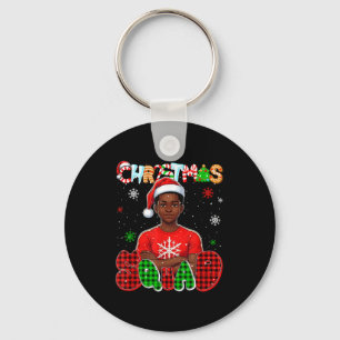 Weihnachtsmannschaft Santa Afro Kind Junge Bunt St Schlüsselanhänger