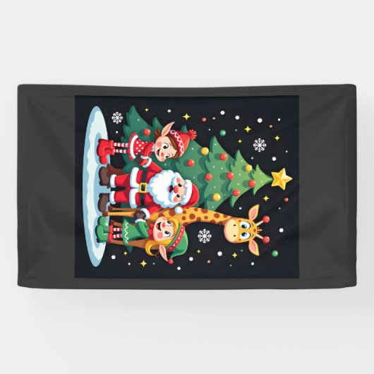 Weihnachtsmannschaft Santa Giraffe Elf Dabbing pas Banner (Horizontal)