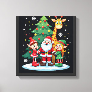 Weihnachtsmannschaft Santa Giraffe Elf Dabbing pas Leinwanddruck