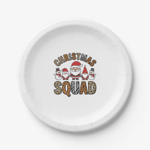 Weihnachtsmannschaft Santa Schneemann Leopardendru Pappteller
