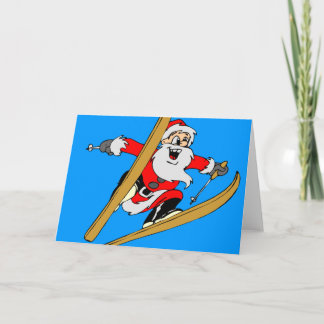 Weihnachtsmannskiers-Ski fahrende Feiertagskarte