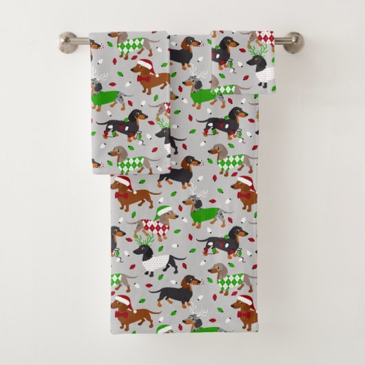Weihnachtsmäntel Dackel Badhandtuch Set (Insitu)