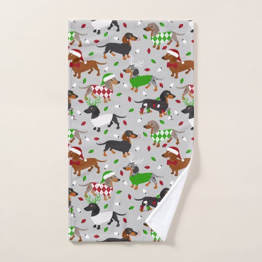Weihnachtsmäntel Dackel Badhandtuch Set (Handtuch)