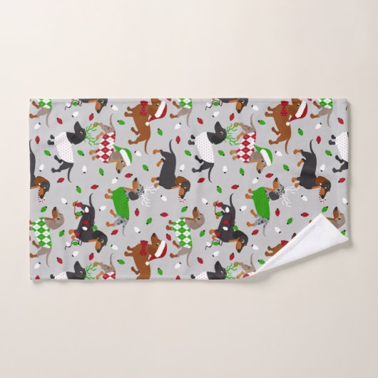 Weihnachtsmäntel Dackel Badhandtuch Set (Handtuch)