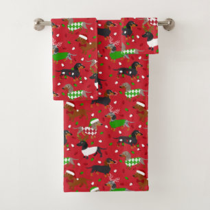 Weihnachtsmäntel Dackel Badhandtuch Set
