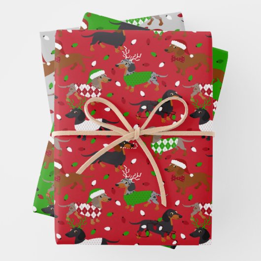 Weihnachtsmäntel Dackel Geschenkpapier Set (Beispiel)