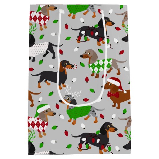 Weihnachtsmäntel Dackel Mittlere Geschenktüte (Rückseite)