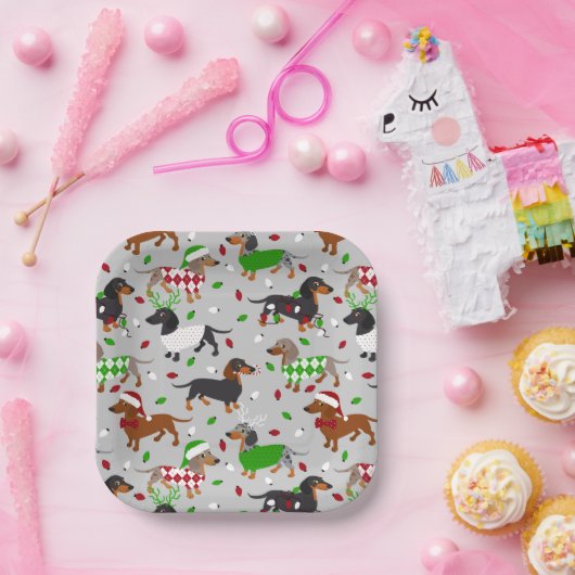 Weihnachtsmäntel Dackel Pappteller (Party)