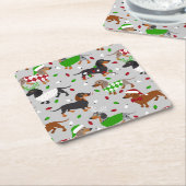 Weihnachtsmäntel Dackel Rechteckiger Pappuntersetzer (angewinkelt)