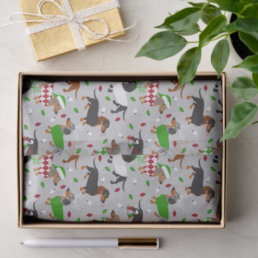 Weihnachtsmäntel Dackel Seidenpapier (Geschenk)