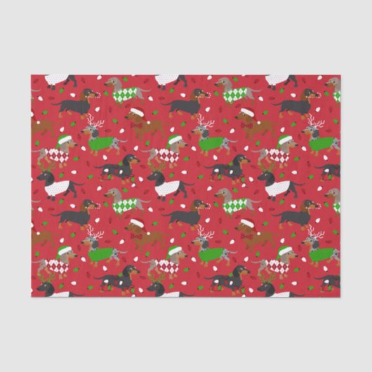 Weihnachtsmäntel Dackel Seidenpapier (Vorderseite)