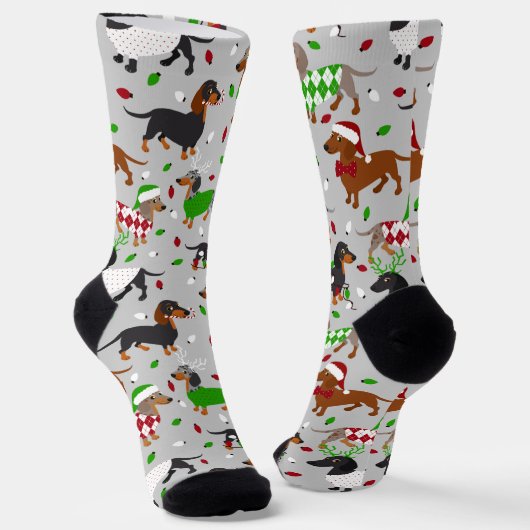 Weihnachtsmäntel Dackel Socken (Gewinkelt)