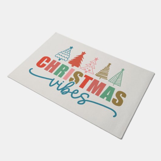 Weihnachtsmäntel - farbenfrohe Urlaubsmuster Fußmatte (Schrägansicht)