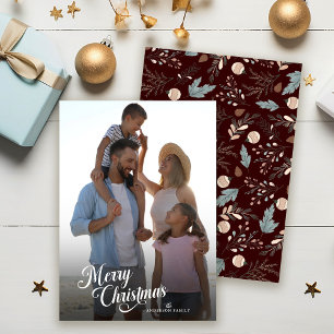 Weihnachtsmanuskript Vollfoto Boho Grün Feiertagskarte