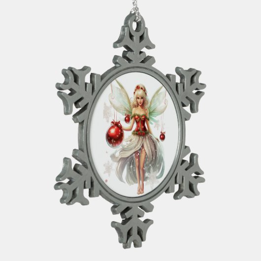 Weihnachtsmärchen Schneeflocken Zinn-Ornament (Links)
