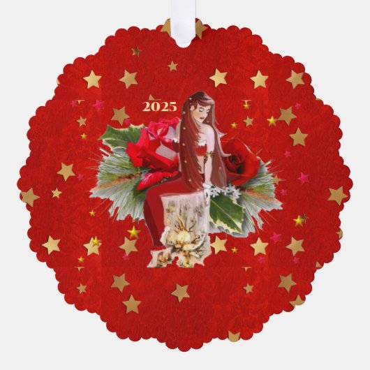 Weihnachtsmärchen & Sterne Ornament Karte (Vorderseite)