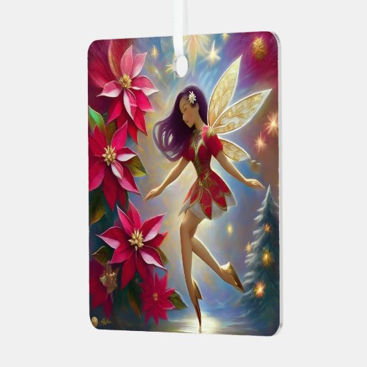 Weihnachtsmärchen - Straight Plum Hair Ornament Aus Metall (Vorderseite links)