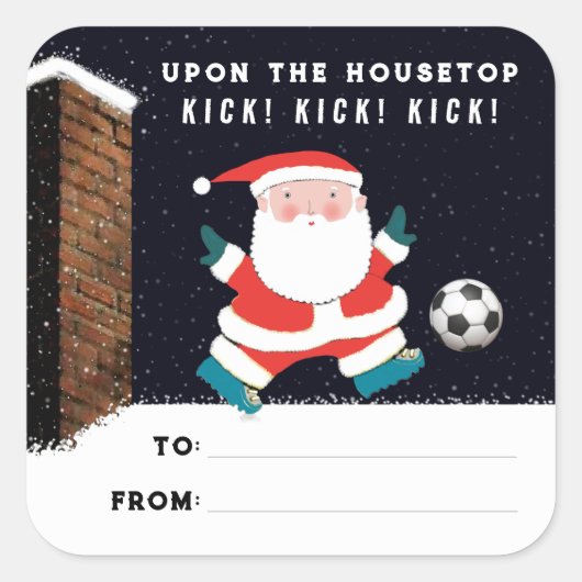 Weihnachtsmarken für Fußball Quadratischer Aufkleber (Vorderseite)