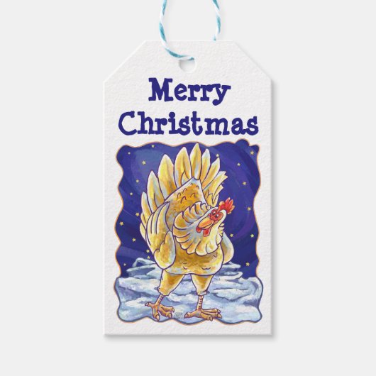 Weihnachtsmarken für Hühner Geschenkanhänger (Vorderseite)
