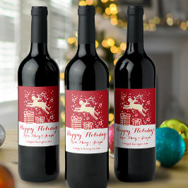 Weihnachtsmarken für Rentiere Weinetikett