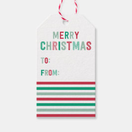 Weihnachtsmarken in Grün und Rotem Streifen Geschenkanhänger