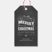 Weihnachtsmarken in rustikalem Chalkboard Geschenkanhänger (Vorderseite)