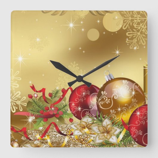 Weihnachtsmarken Quadratische Wanduhr (Vorderseite)