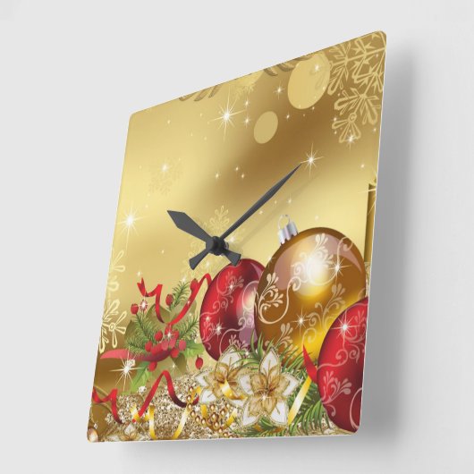 Weihnachtsmarken Quadratische Wanduhr (Winkel)