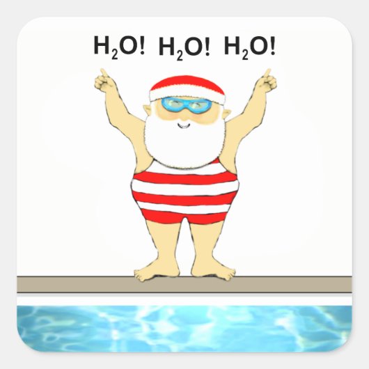 Weihnachtsmarken schwimmen quadratischer aufkleber (Vorderseite)