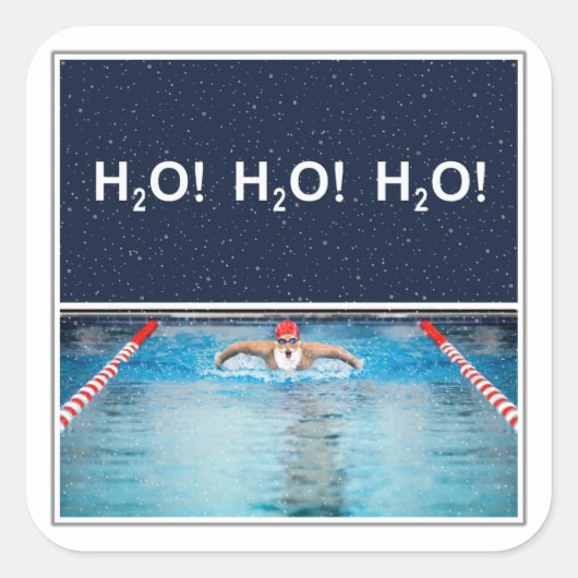 Weihnachtsmarken schwimmen quadratischer aufkleber (Vorderseite)