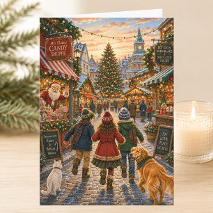 Weihnachtsmarkt Altmodisches Frohes Weihnachtsfest Karte