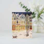 Weihnachtsmarkt Belgien Retro-inspiriert Wasserfar Postkarte (Stehend Vorderseite)