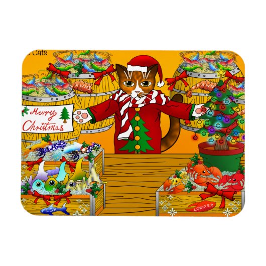 Weihnachtsmarkt Cat Magnet (Horizontal)