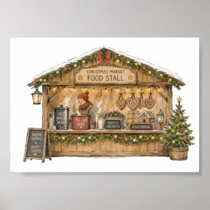 Weihnachtsmarkt-Essensstand für Feinschmecker Poster