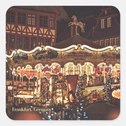 Weihnachtsmarkt, Frankfurt, Deutschland Quadratischer Aufkleber (Vorderseite)