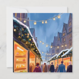 Weihnachtsmarkt Frohe Weihnachtskarte handgemalt Feiertagskarte