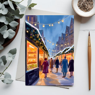 Weihnachtsmarkt Frohe Weihnachtsmalerkarte Feiertagspostkarte