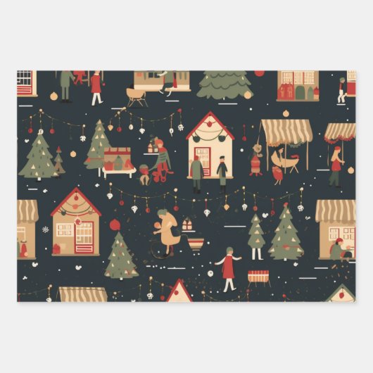 Weihnachtsmarkt Geschenkpapier Set (Vorderseite 2)
