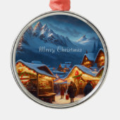 Weihnachtsmarkt in den Bergen - Brauch Ornament Aus Metall (Vorne)