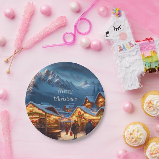 Weihnachtsmarkt in den Bergen - Brauch Pappteller (Party)