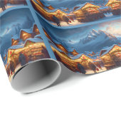 Weihnachtsmarkt in den Bergen Geschenkpapier (Rolleneckpunkt)