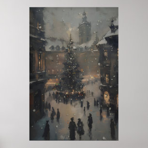 Weihnachtsmarkt Kunst Druck Winter Vintage Holi Poster