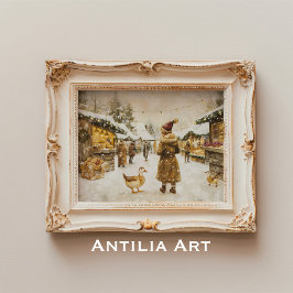 Weihnachtsmarkt Malerei Snowy Village Poster